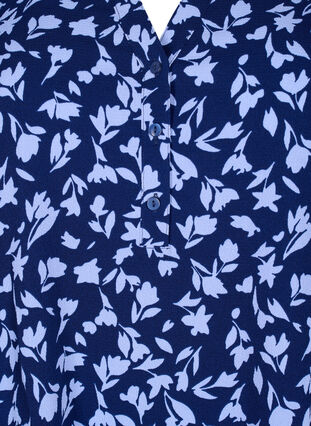 Florale Bluse mit 3/4-Ärmeln, M. Blue Flower AOP, Packshot image number 2