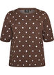 Kurz&auml;rmelige Strickbluse mit Polka Dots, Braun, Packshot image number 0