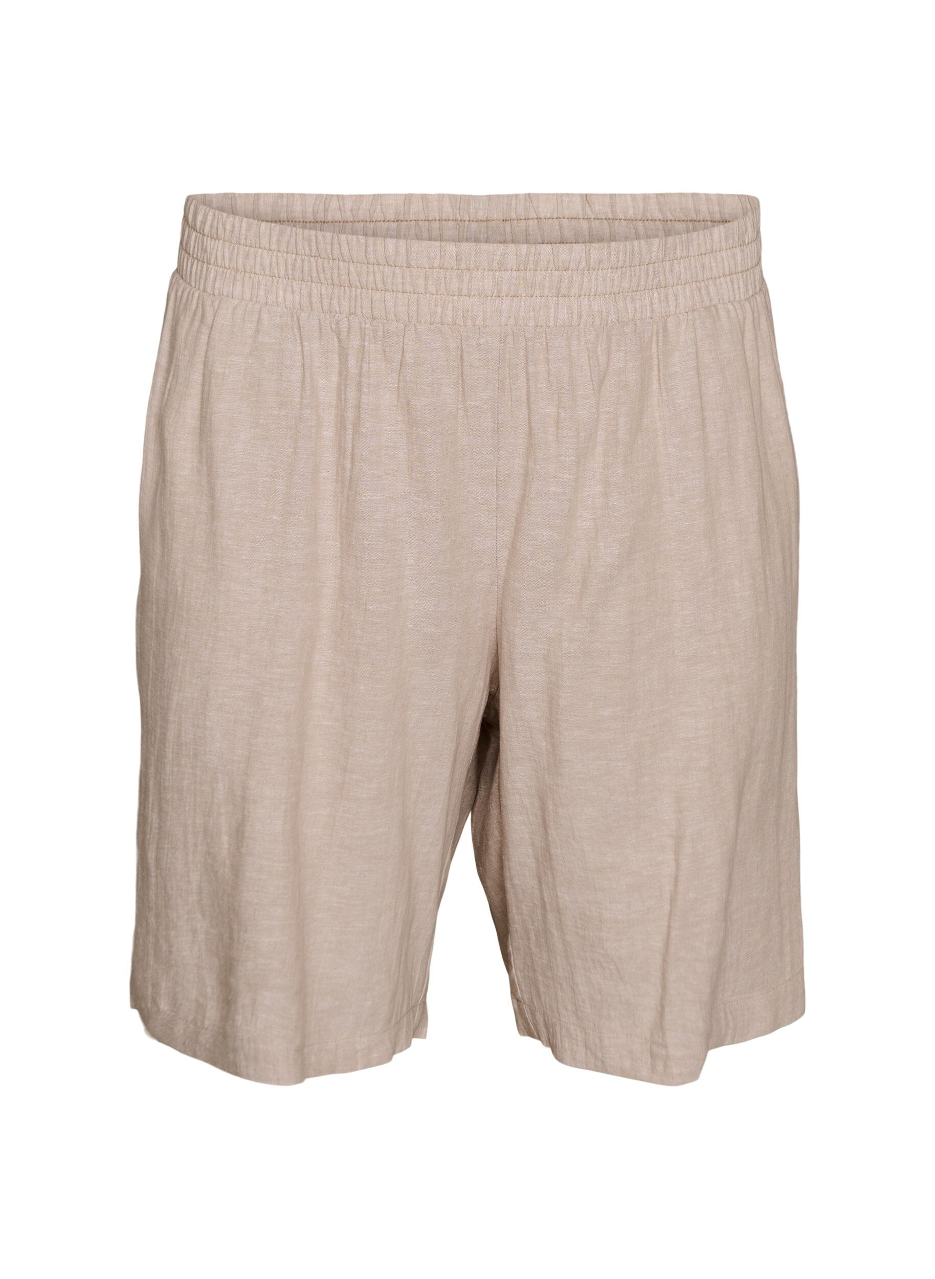 ZizziHoch taillierte Shorts aus Leinen und Viskose, Beige, Packshot image number 0