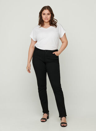 Schwarze Slim Fit Emily Jeans, Black, Model image number 2