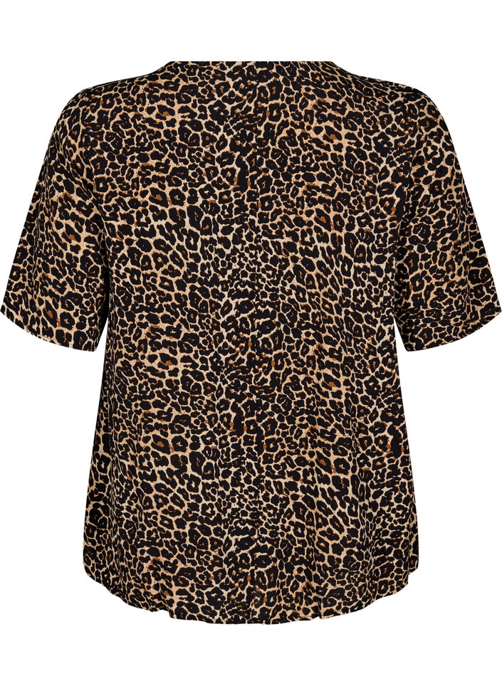Bluse mit Druck, Braun, Packshot image number 1