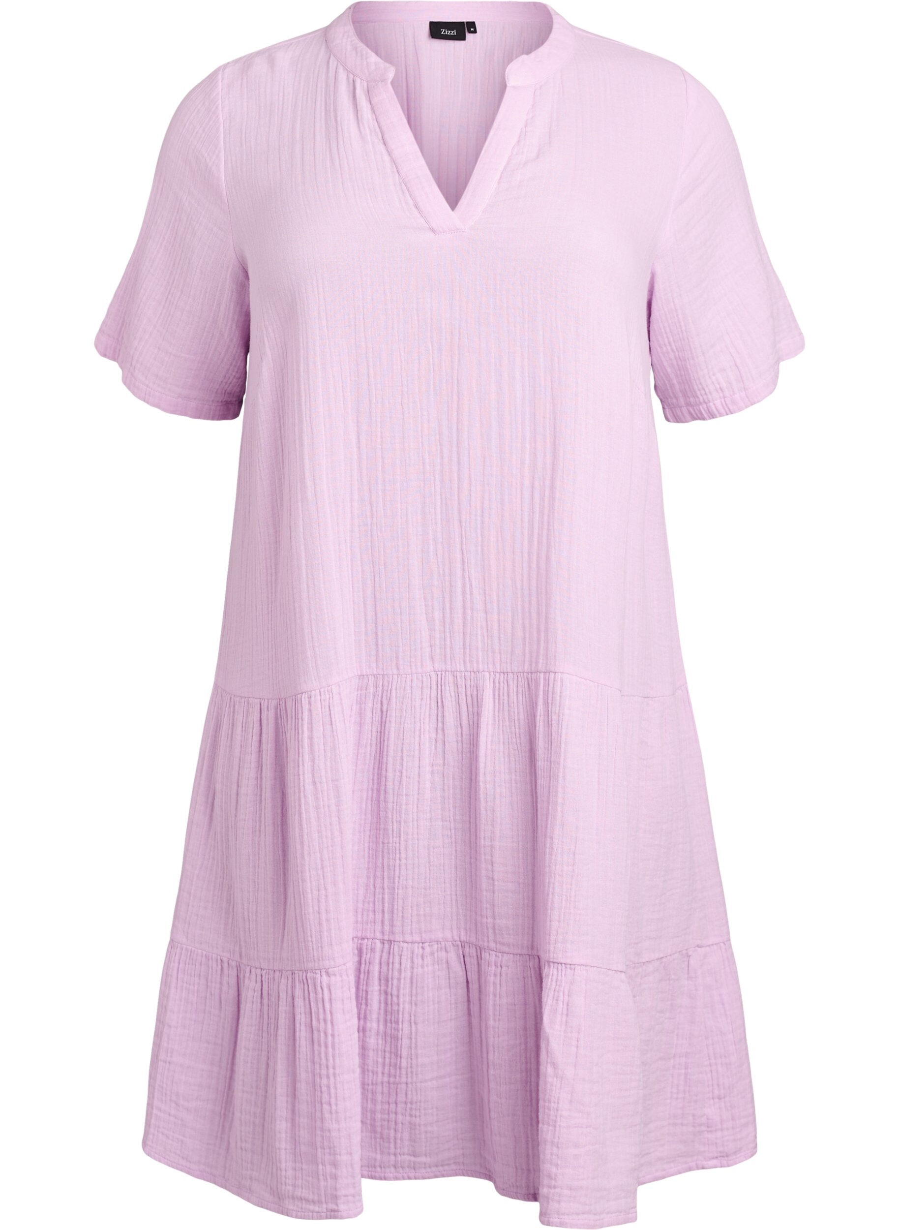 ZizziKurzes A-Linien-Kleid aus Baumwollmusselin, lila, Packshot image number 0