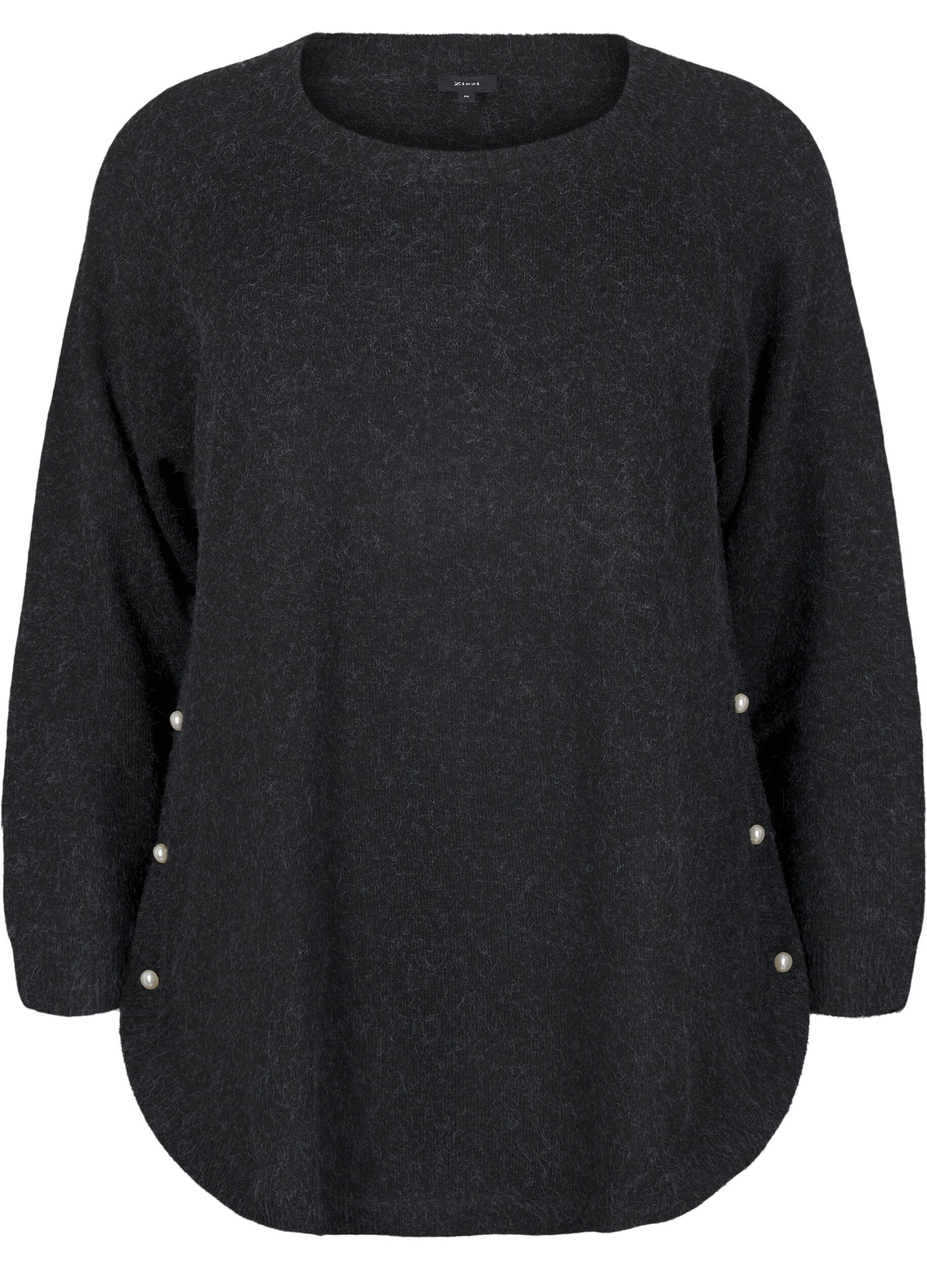 Lange Strickbluse mit Kugelkn&ouml;pfen