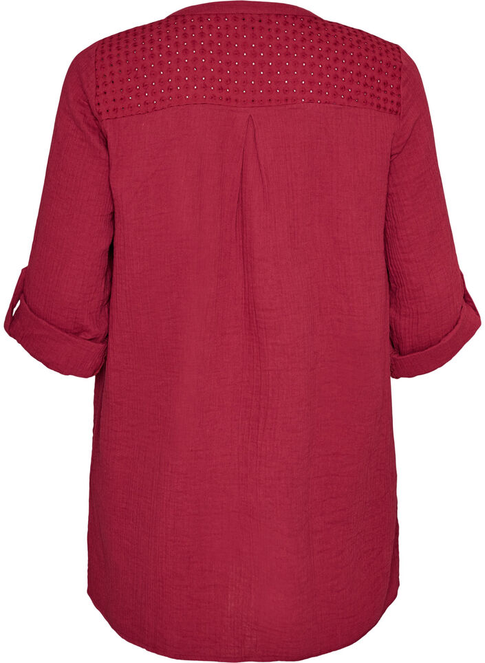 Tunika aus Baumwollmusselin mit Broderie Anglaise, Rot, Packshot image number 1