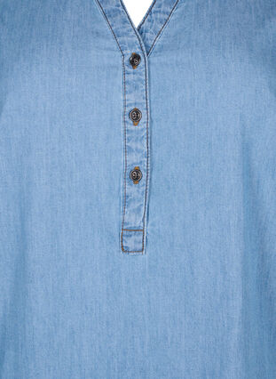 Jeanskleid mit Schlitz und kurzen Ärmeln, Blue denim, Packshot image number 2