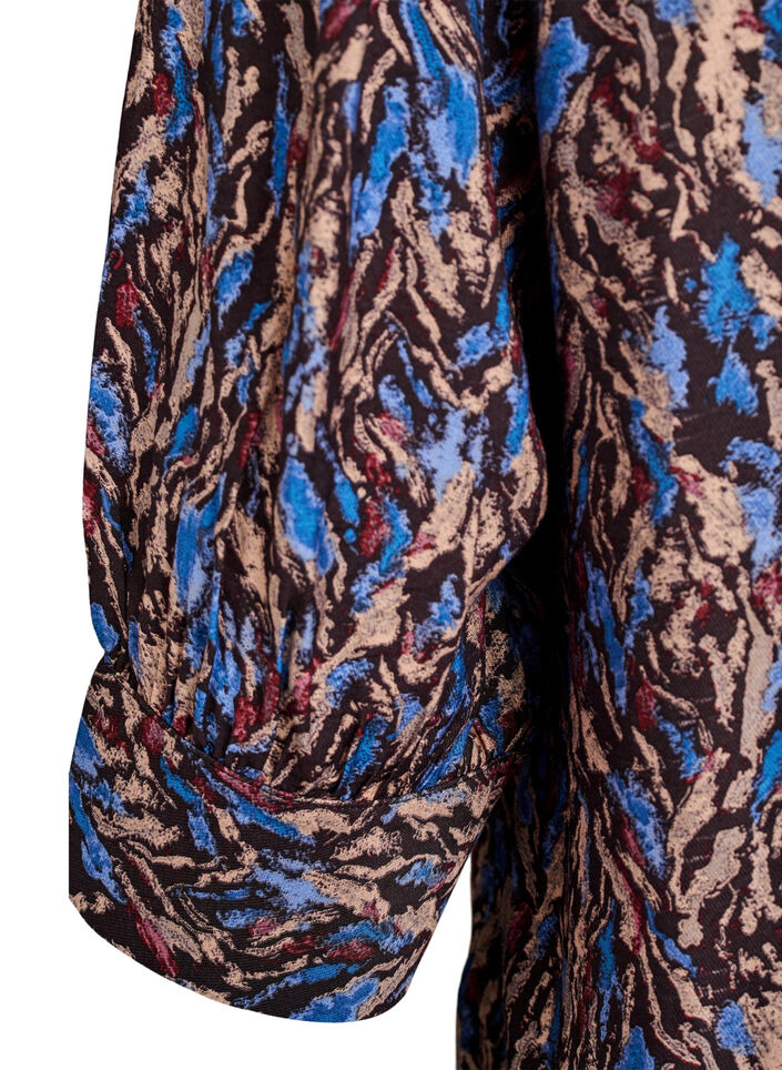 Bluse mit V-Ausschnitt und 3/4-Ärmeln, Blau, Packshot image number 3