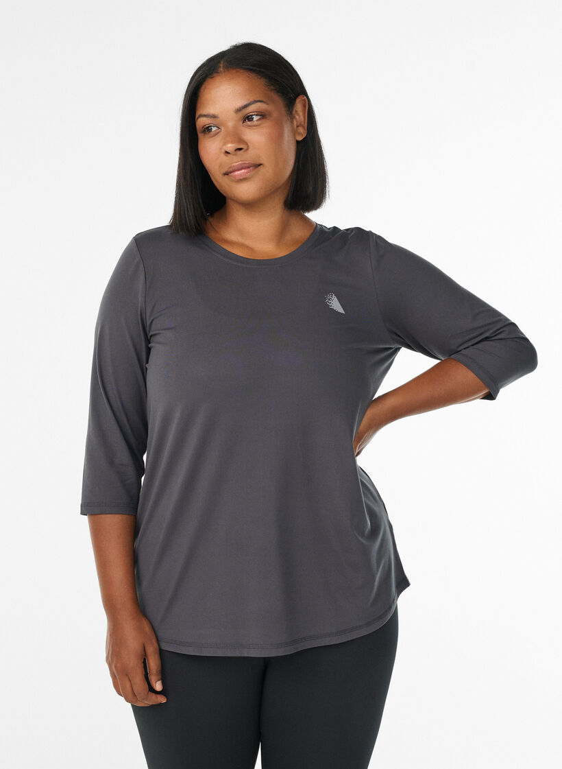 Trainingsshirt mit 3/4-&Auml;rmeln, Grau, Model image number 0
