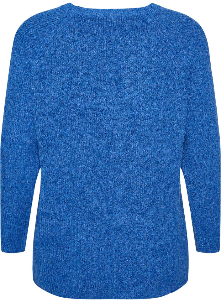 Strickpullover mit diagonalem Muster und Raglan&auml;rmeln, Blau, Packshot image number 1