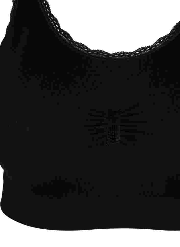 Weicher BH mit Spitzensaum, Black, Packshot image number 2