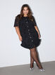 Kurzes Kleid mit Rosenprint und Kn&ouml;pfen, Schwarz, Model image number 1