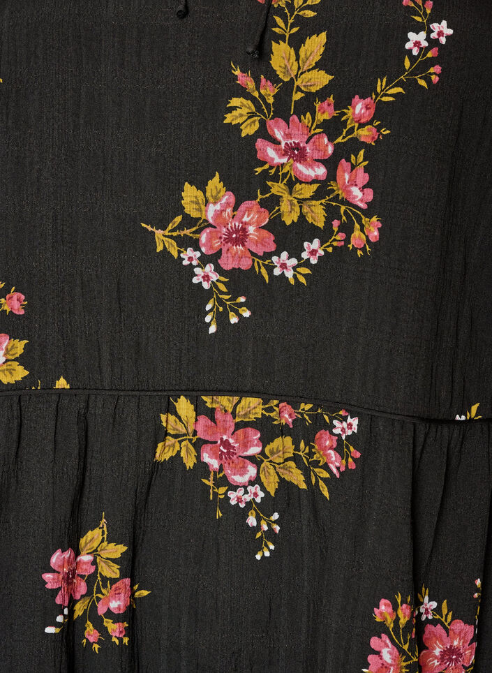 Gebl&uuml;mtes Kleid mit Bindeverschluss, Schwarz, Packshot image number 2