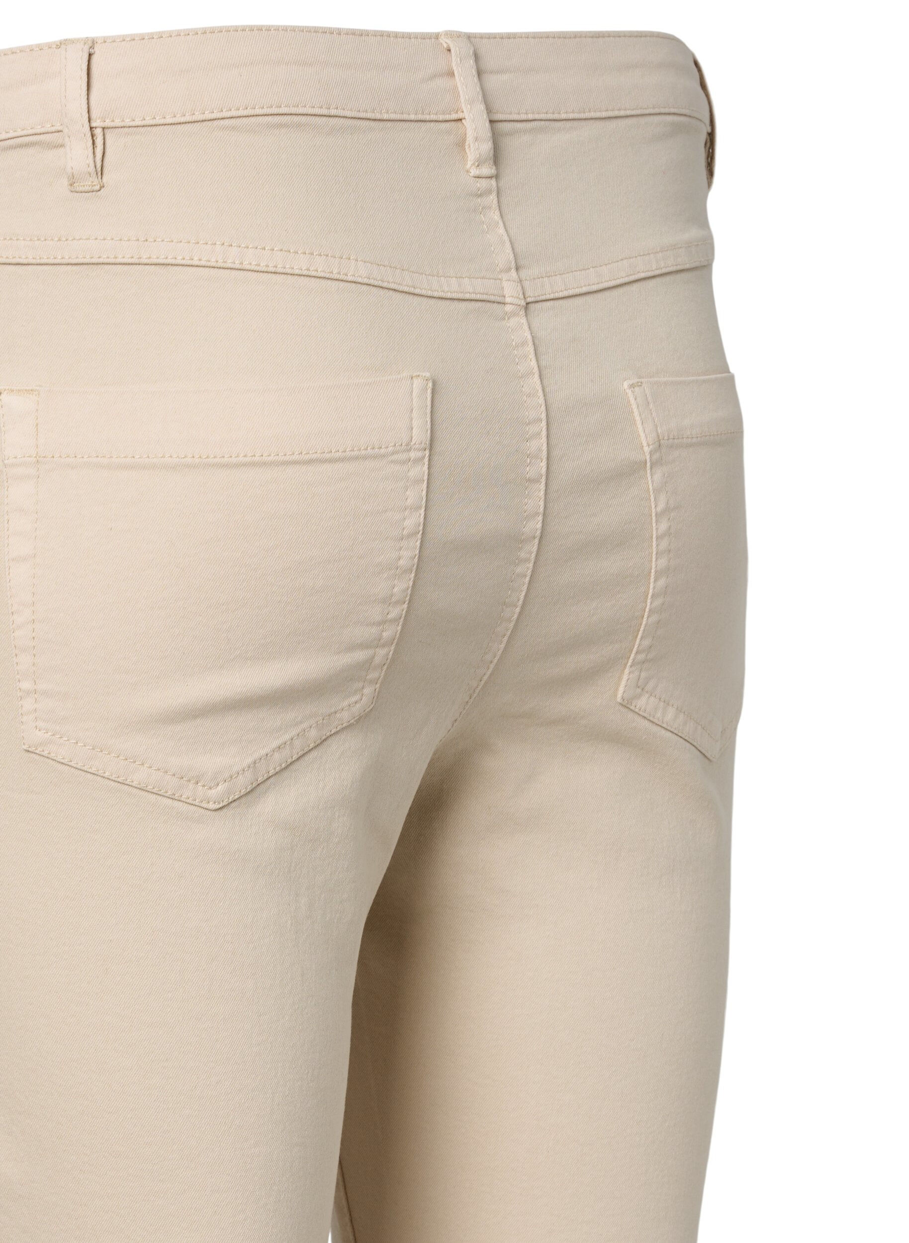 ZizziSuper Slim Fit Amy Jeans mit hoher Taille, Oatmeal, Packshot image number 3