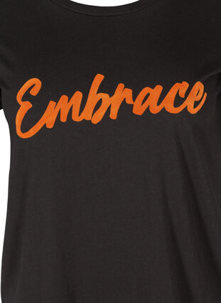 Kurzarm T-Shirt aus Baumwolle mit Aufdruck, Black Embrace, Packshot image number 2