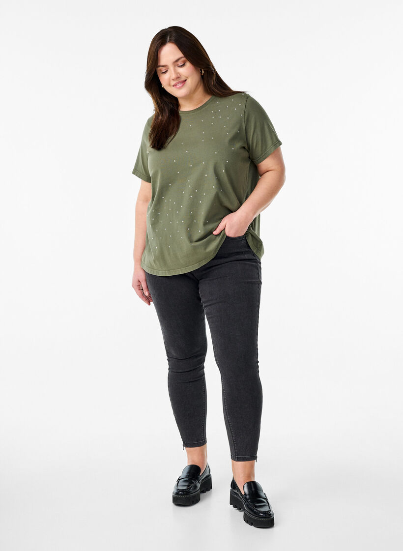 T-Shirt aus Bio-Baumwolle mit coolem Print, Grün, Model image number 1