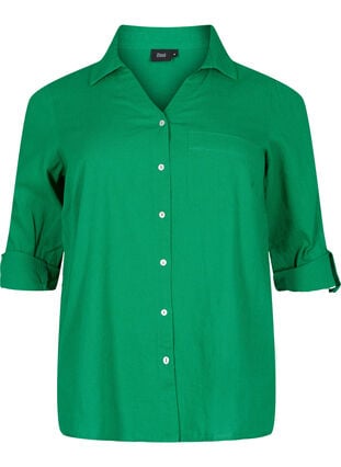Bluse mit 3/4-Ärmeln und Knöpfen, Jolly Green, Packshot image number 0