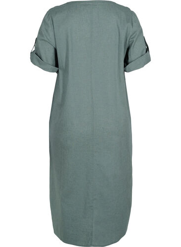 Langes kurzärmeliges Hemdkleid, Balsam Green, Packshot image number 1