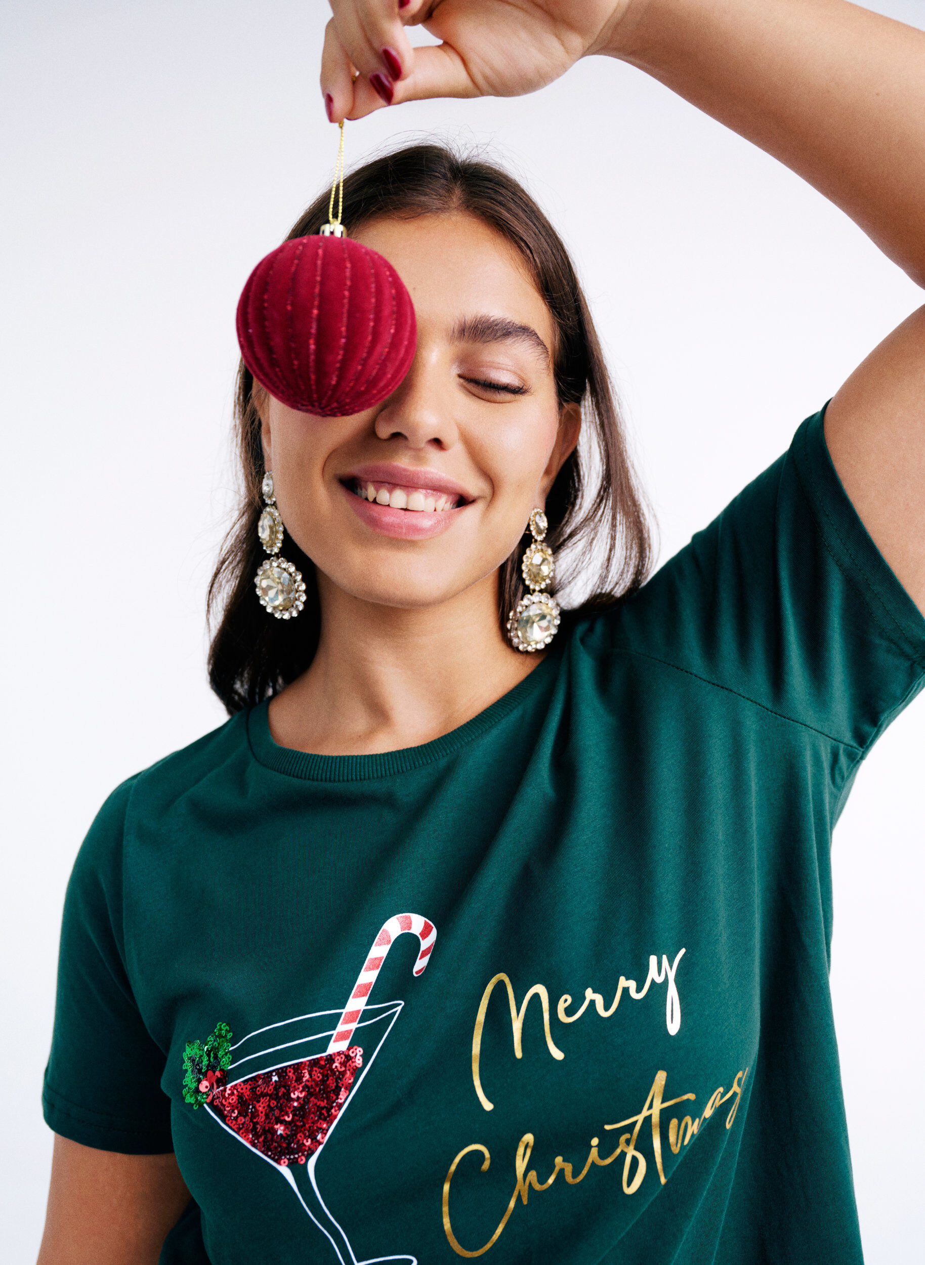ZizziWeihnachts-T-Shirt aus Bio-Baumwolle, Gr&uuml;n, Image image number 0