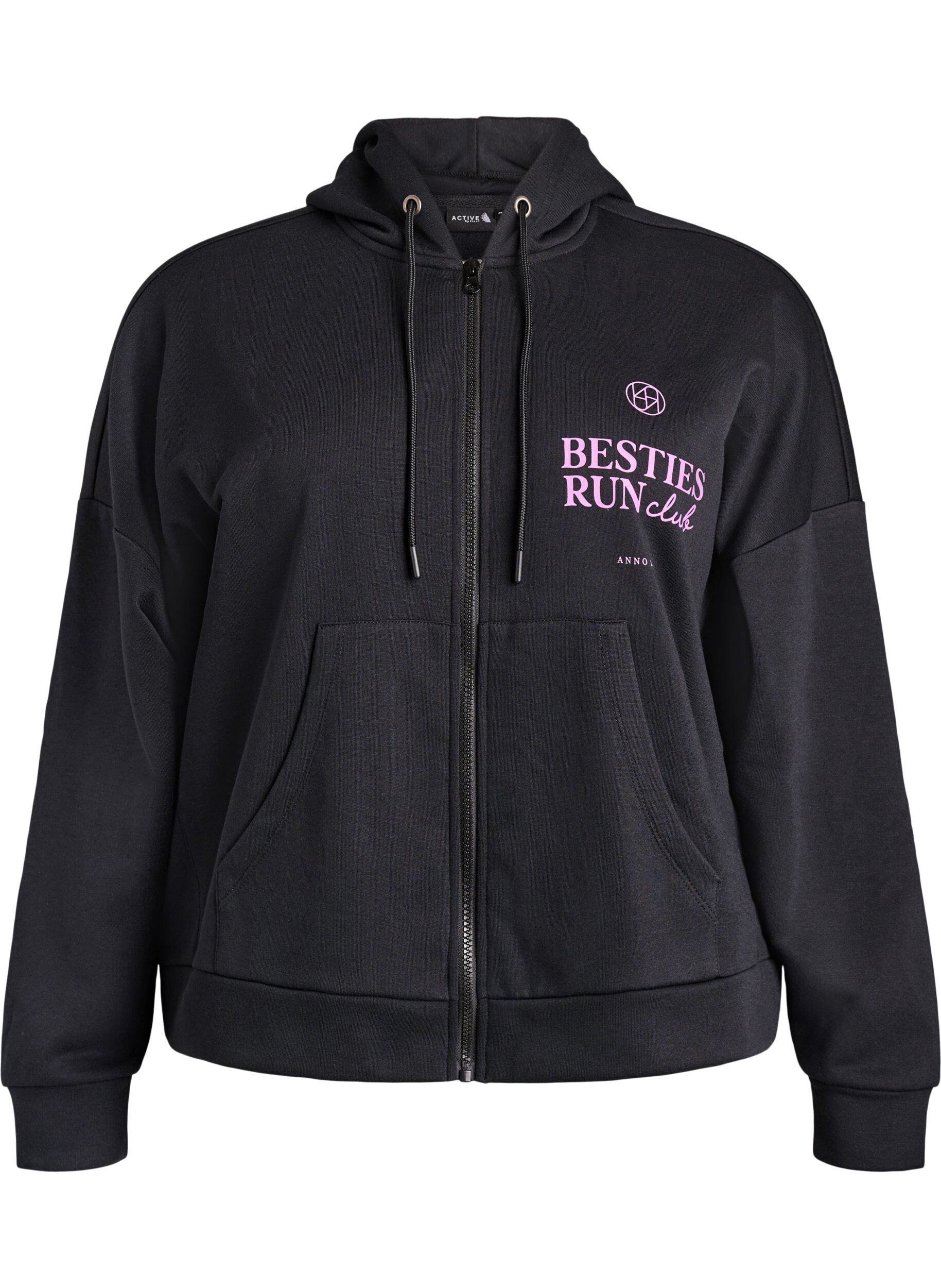 Hoodie mit Rei&szlig;verschluss und Brustprint