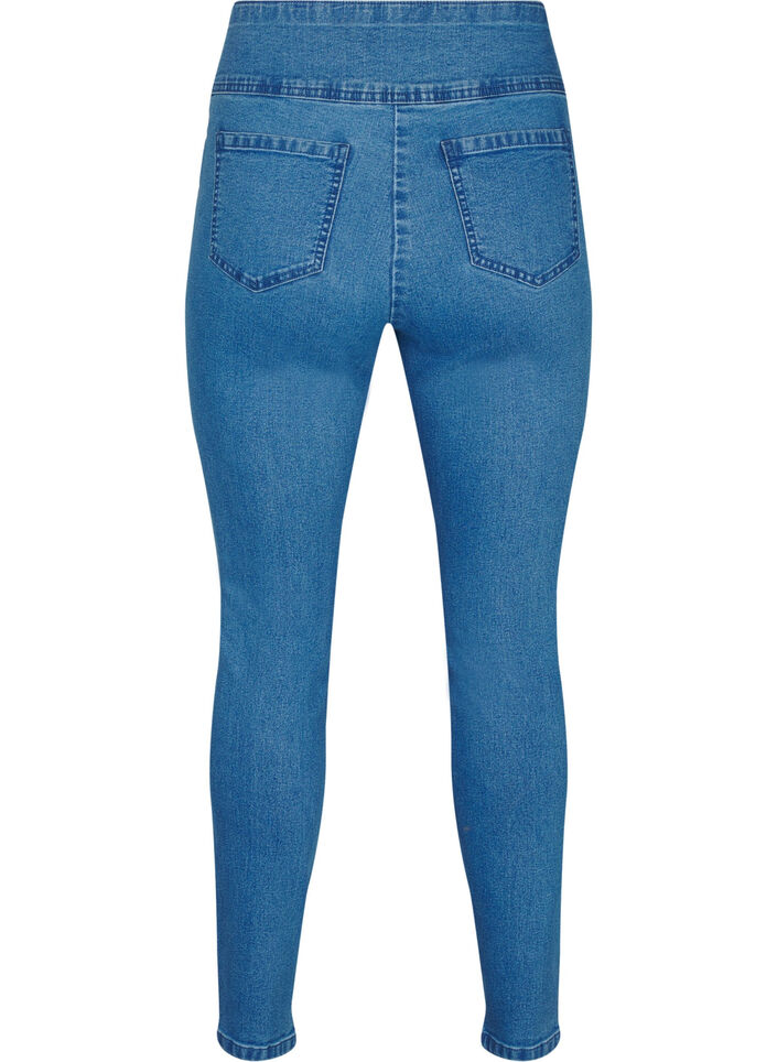 Elastische Jeggings mit hoher Taille, Blau, Packshot image number 1