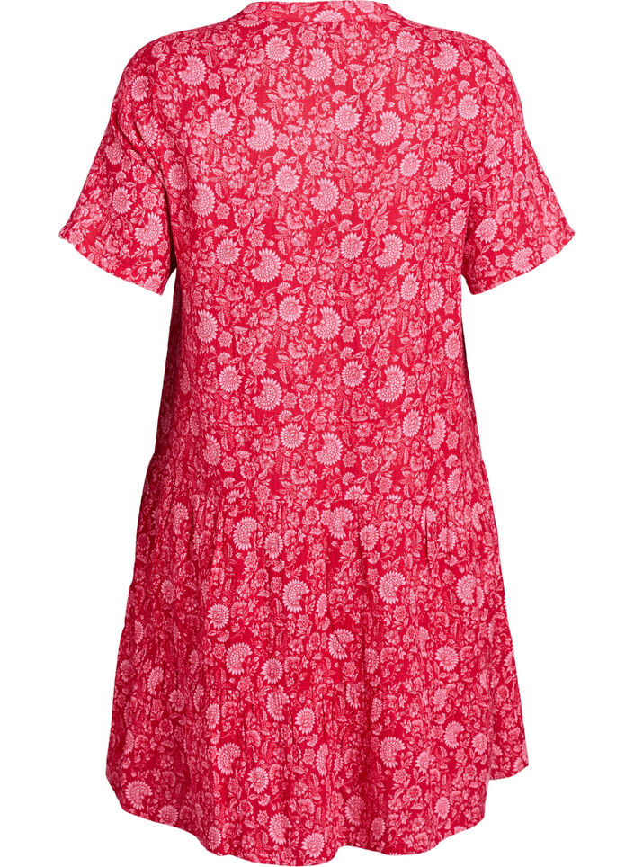 Kurzes A-Linien-Kleid aus Baumwollmusselin, Rot, Packshot image number 1