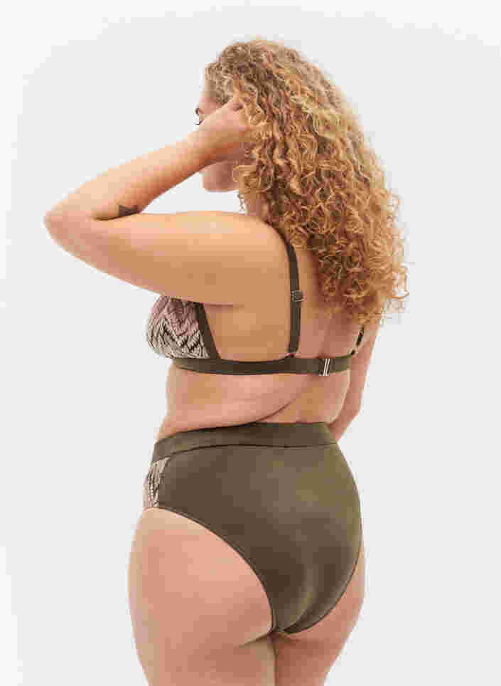 Gemusterte Bikini-Tai-Hose mit hoher Taille, Beech AOP, Model