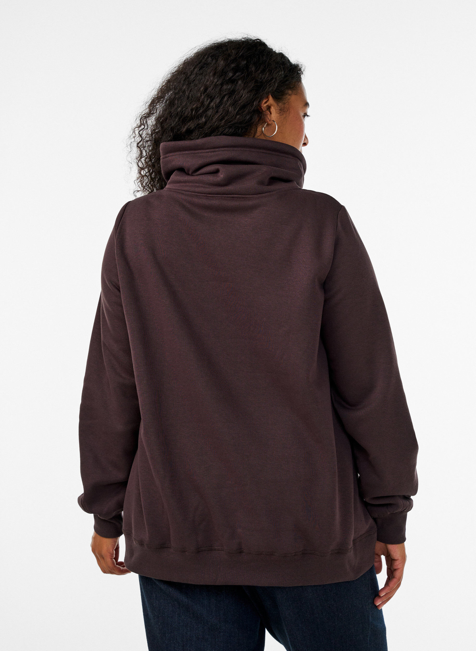 ZizziSweatshirt mit Stehkragen und Taschen, Braun, Model image number 2