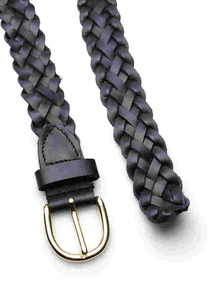 Geflochtener Gürtel aus Leder, Black, Packshot image number 1
