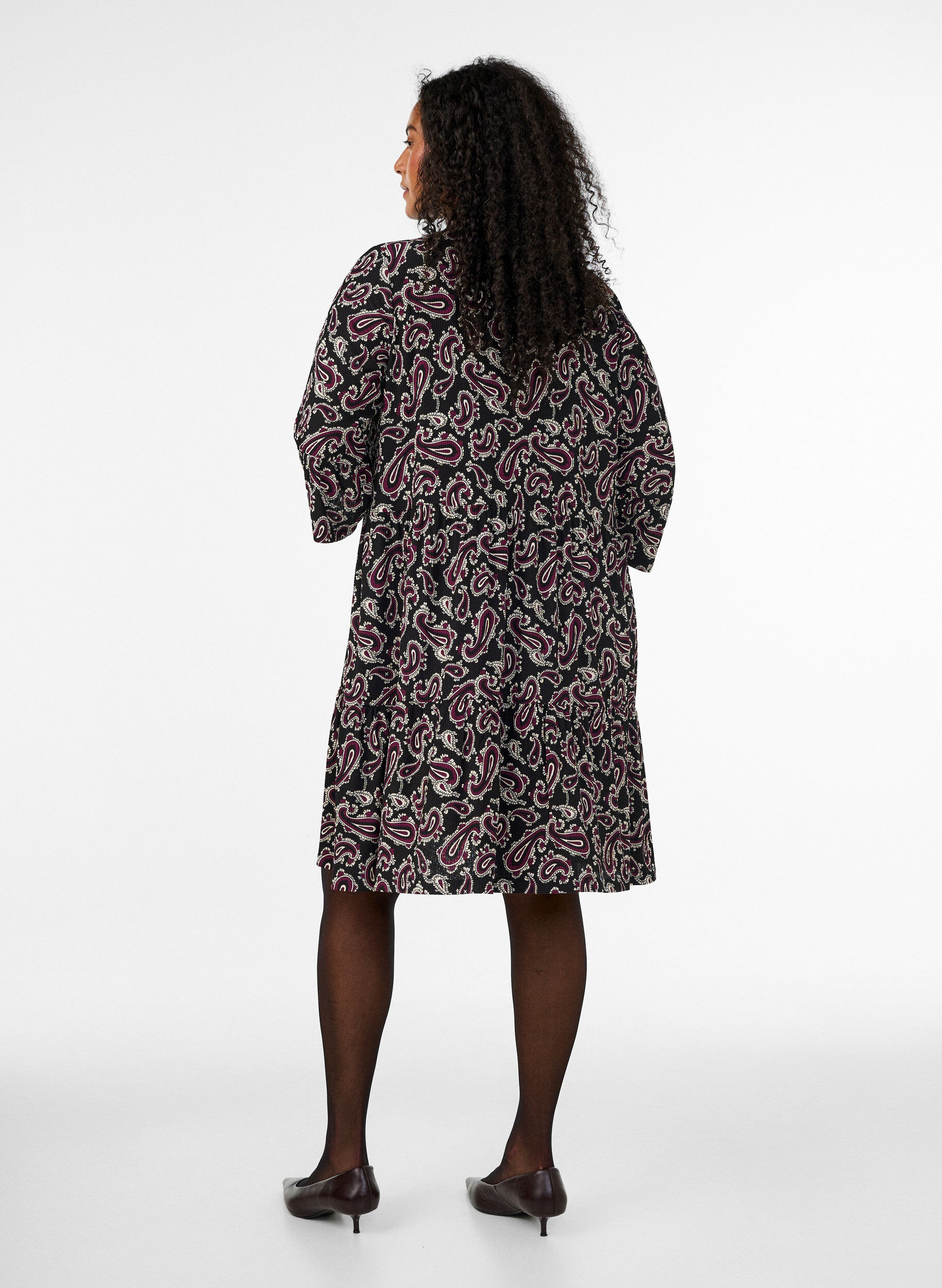 ZizziKurzes A-Linien-Kleid aus Jersey mit Allover-Print, Dunkles Bordeaux, Model image number 2