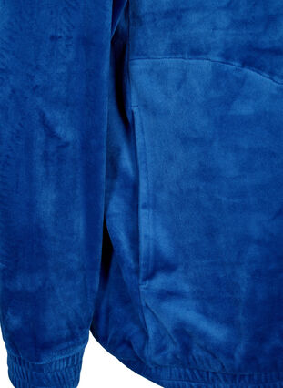 Cardigan aus Velours mit Reißverschluss und Kapuze , Monaco Blue, Packshot image number 3