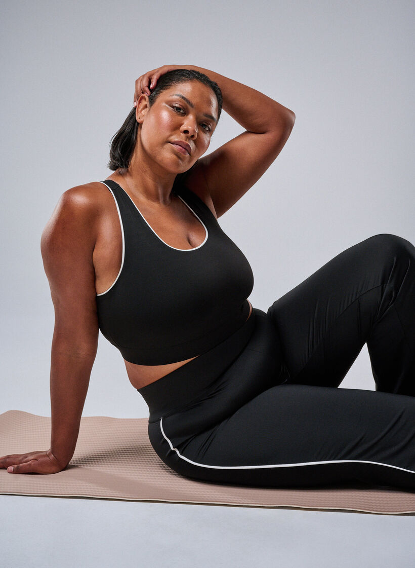 Sport-BH mit Racerback und Kontrastpaspel, Schwarz, Image image number 0