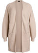 Lange, gerippte Baumwoll-Strickjacke, Beige, Packshot image number 0