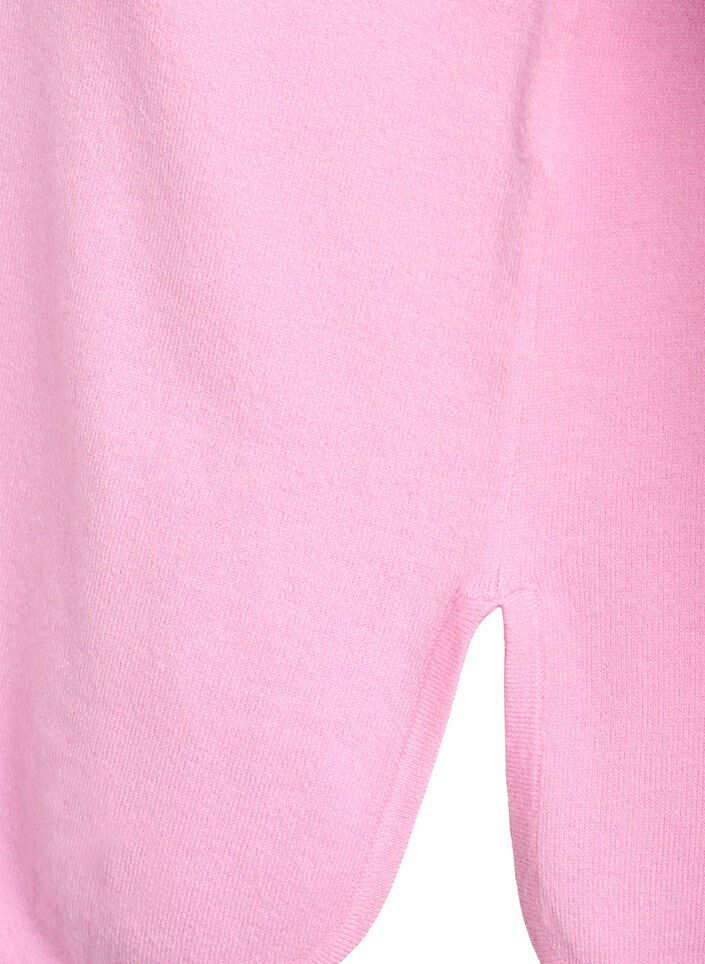 Strickbluse mit Rundhalsausschnitt und Strickmuster, Pink, Packshot image number 3