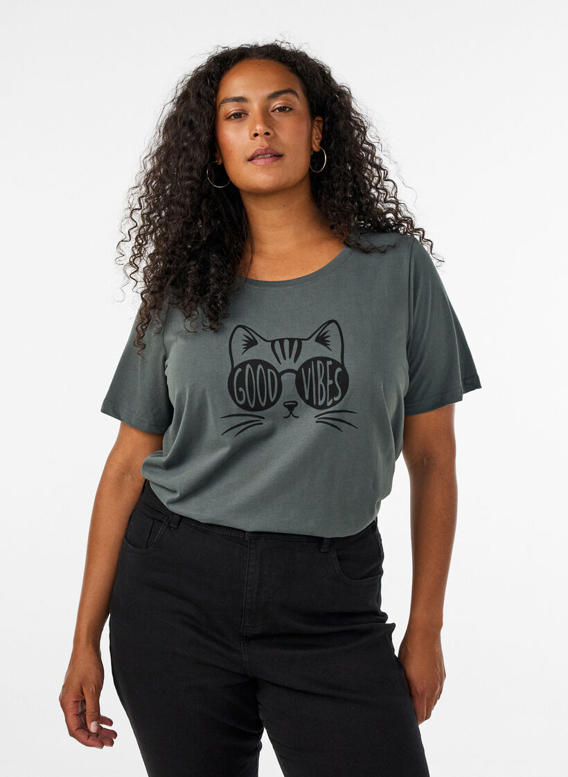 T-Shirt mit Print, Gr&uuml;n, Model image number 0