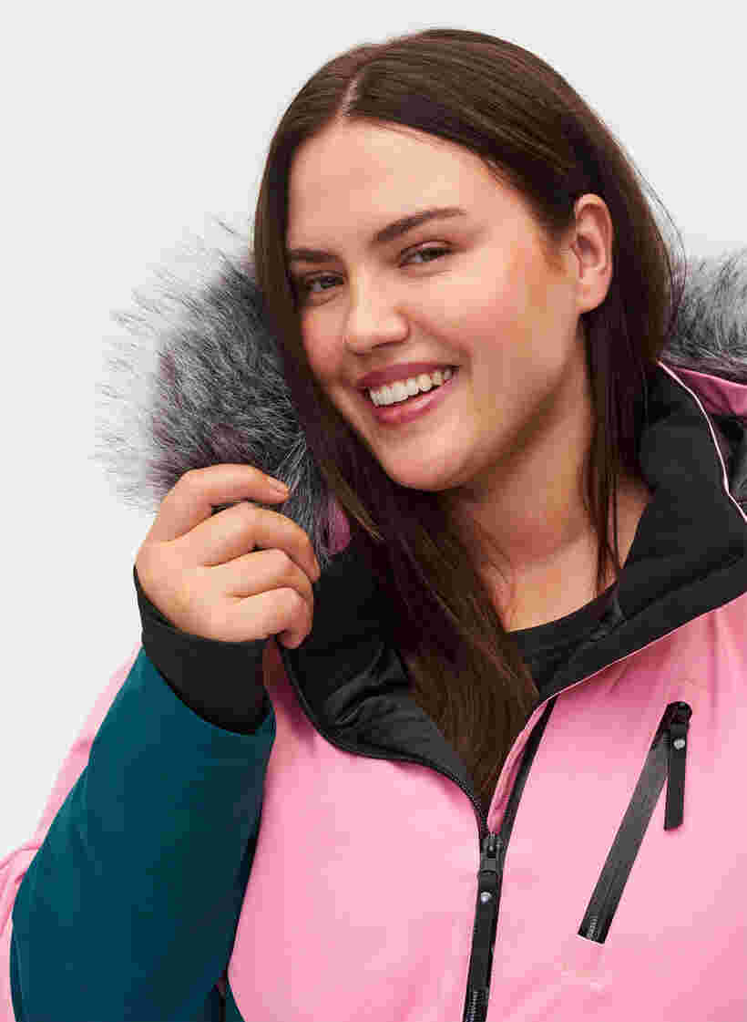 Skijacke mit abnehmbarer Kapuze, Sea Pink Comb, Model image number 3