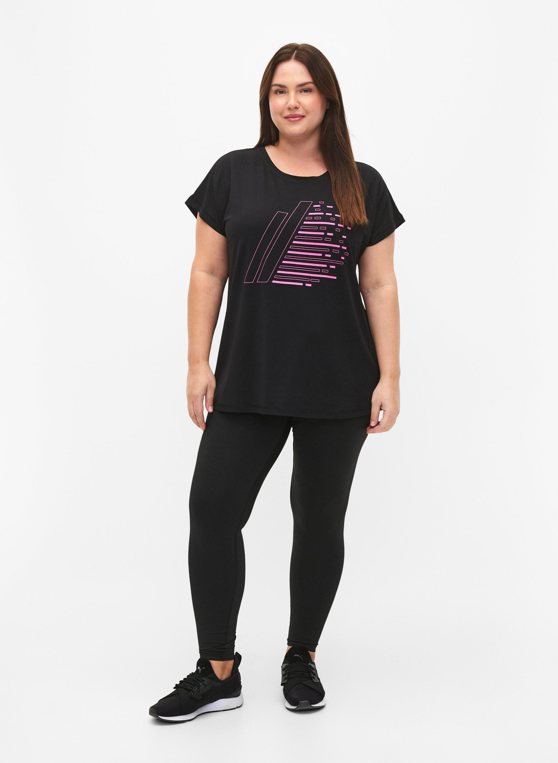 ZizziTrainingsshirt mit kurzen &Auml;rmeln und Print, Black/Sugar Plum, Model image number 2