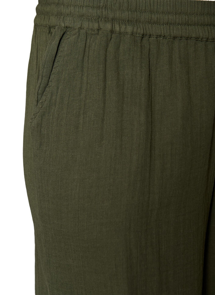 Lockere Shorts aus Baumwollmusselin mit hoher Taille, Gr&uuml;n, Packshot image number 2