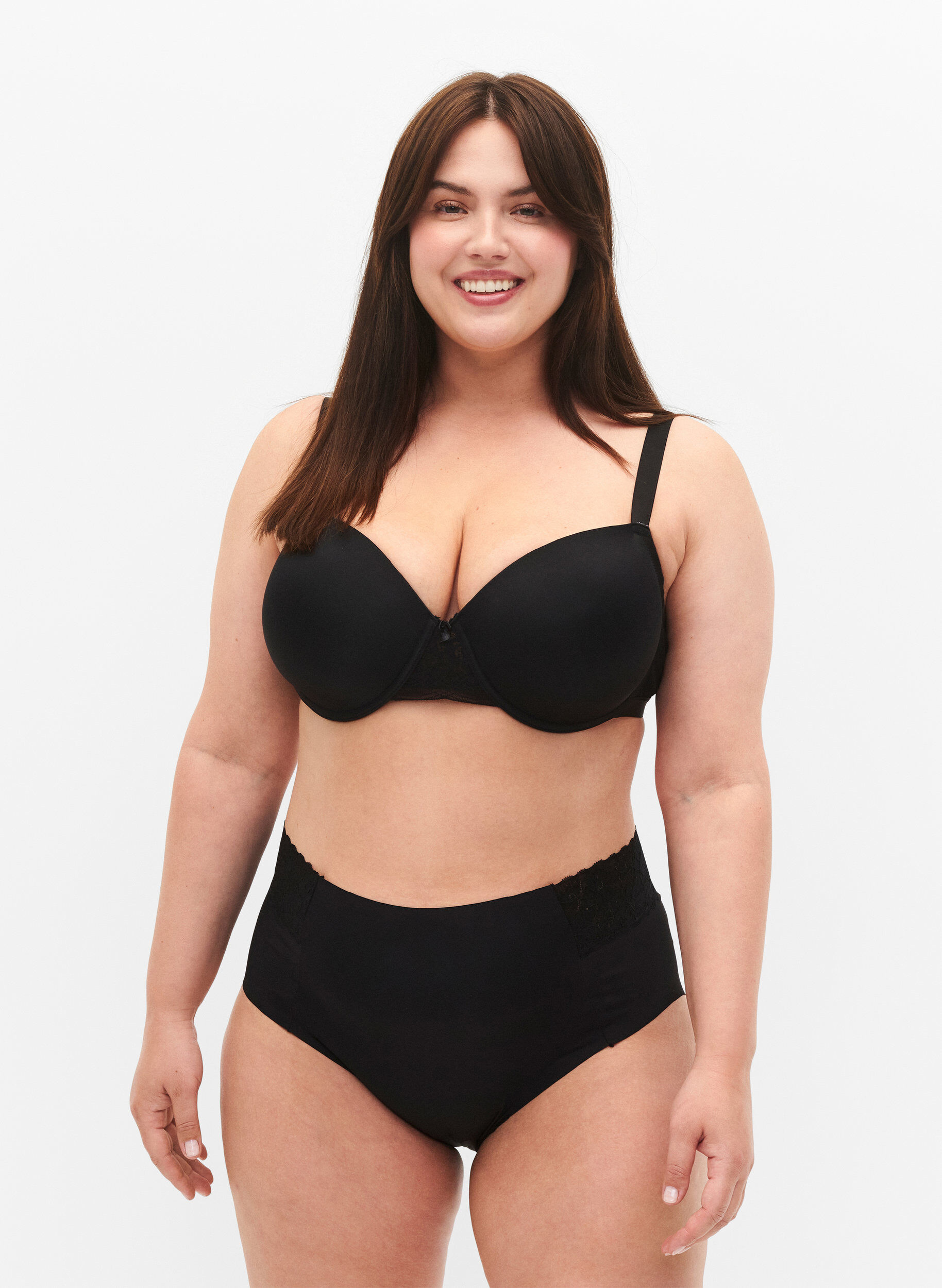 Zizzi2er-Pack Unterhosen mit Spitze und regul&auml;rer Taille, Black, Model image number 0