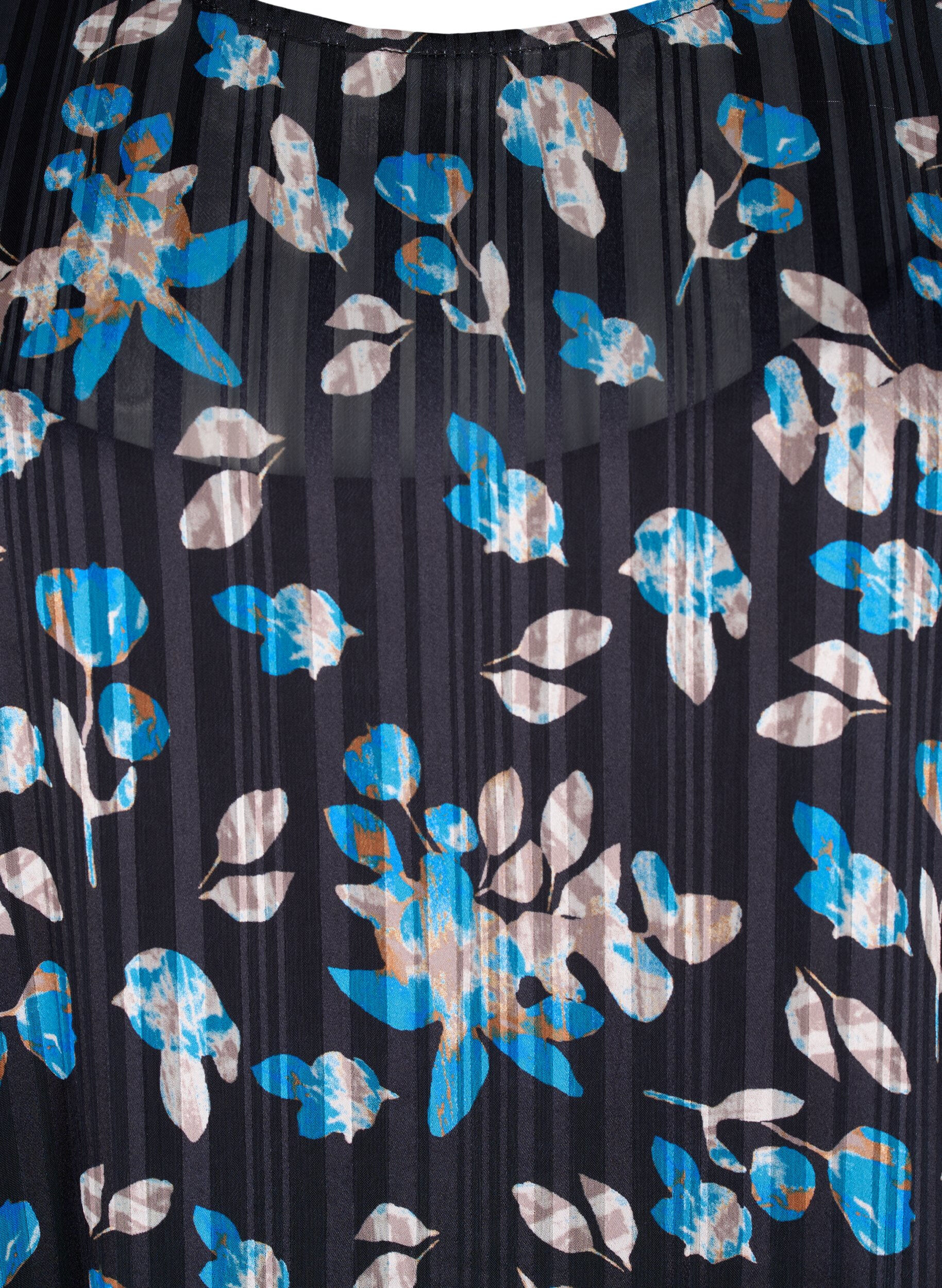 ZizziKurzkleid mit Print und Rundhalsausschnitt, Black Blue Fl. AOP, Packshot image number 2