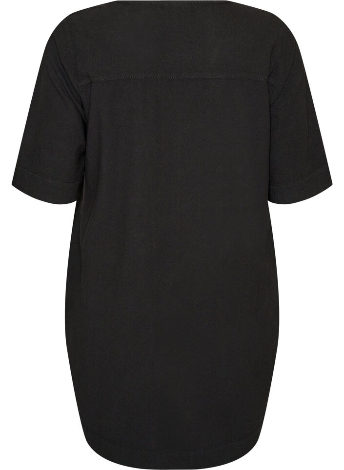 Kleid aus Baumwolle mit kurzen &Auml;rmeln und Taschen, Schwarz, Packshot image number 1