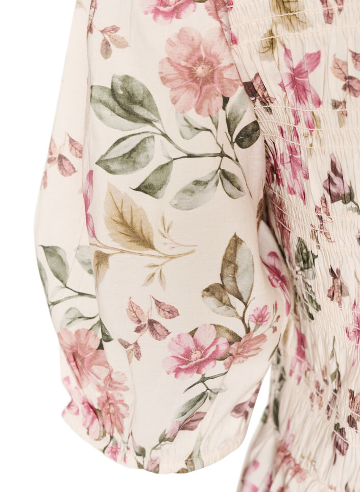 Bluse aus Viskose mit Smock und Peplum-Effekt, Vanille, Packshot image number 3