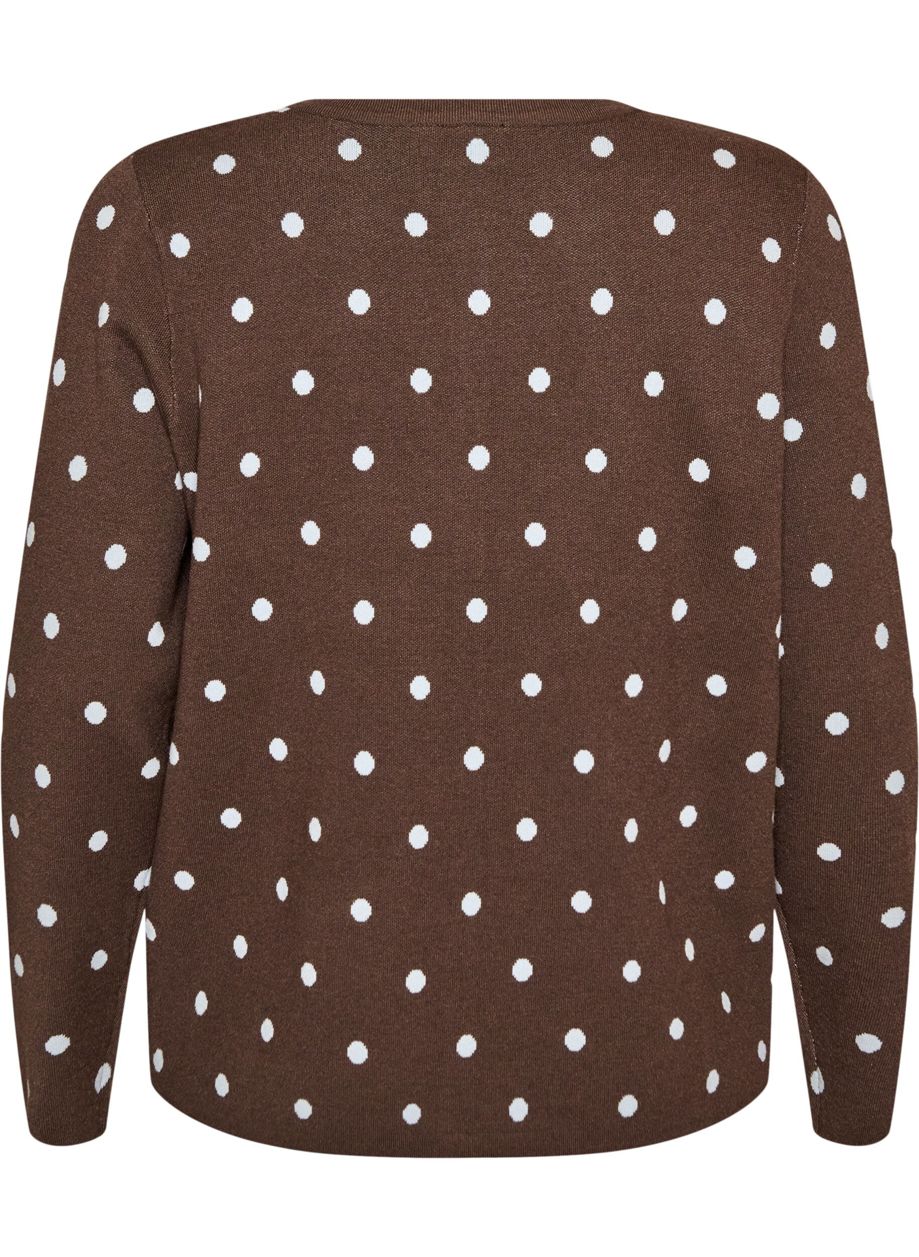 ZizziStrickjacke mit Punkten und Knopfverschluss, Braun, Packshot image number 1