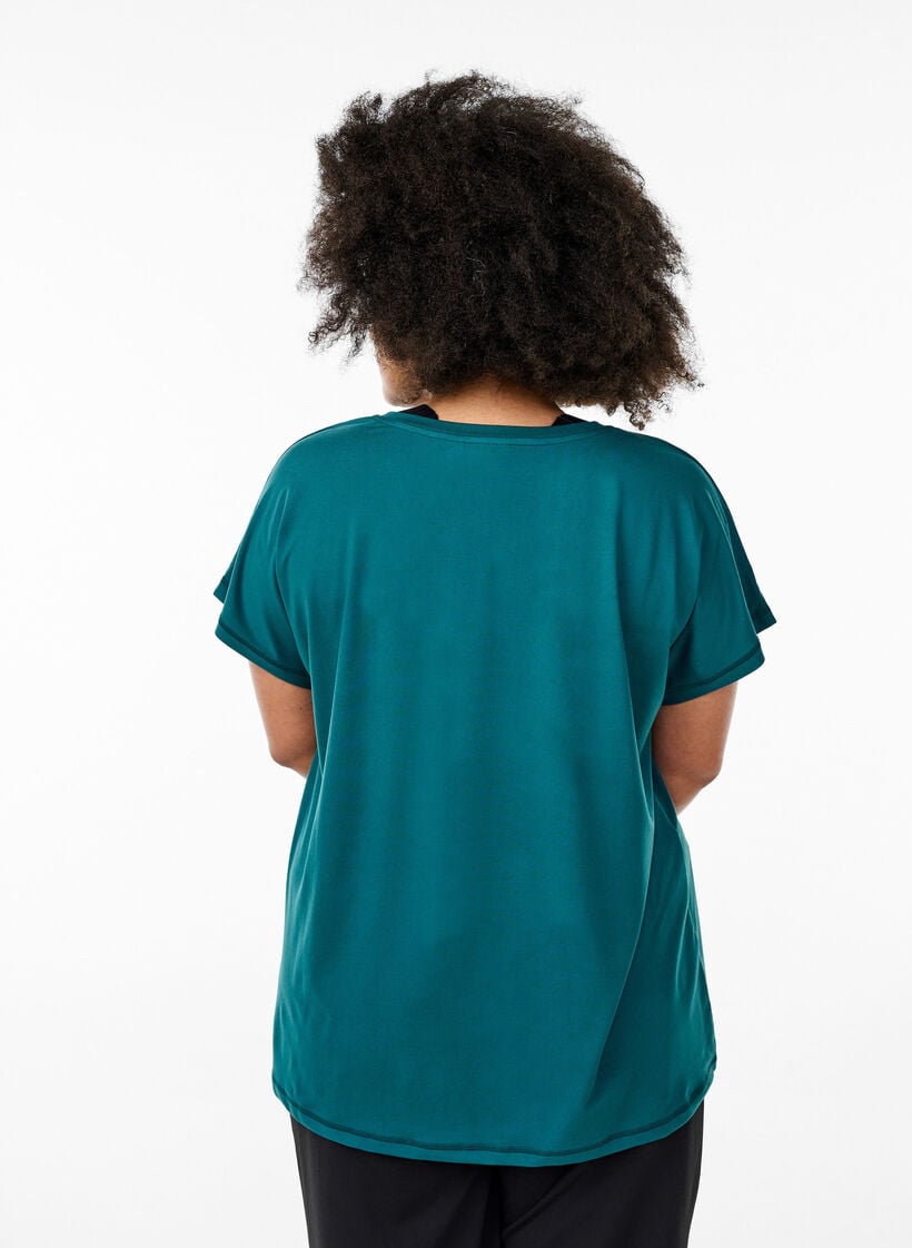 Lockeres Trainings-T-Shirt mit V-Ausschnitt, Gr&uuml;n, Model image number 2