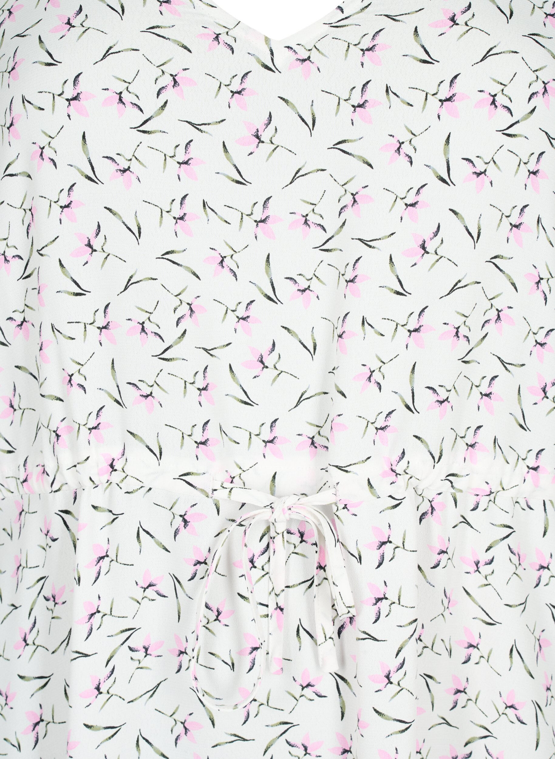 ZizziKleid mit 1/2 &Auml;rmeln und Blumenmuster aus Viskose, White Purple Flower, Packshot image number 2