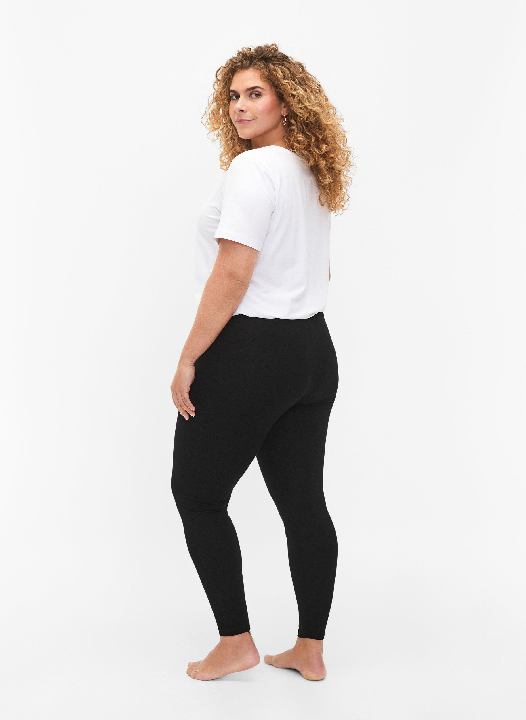 ZizziFLASH - 2-pack Baumwoll-Leggings., Schwarz, Model image number 2
