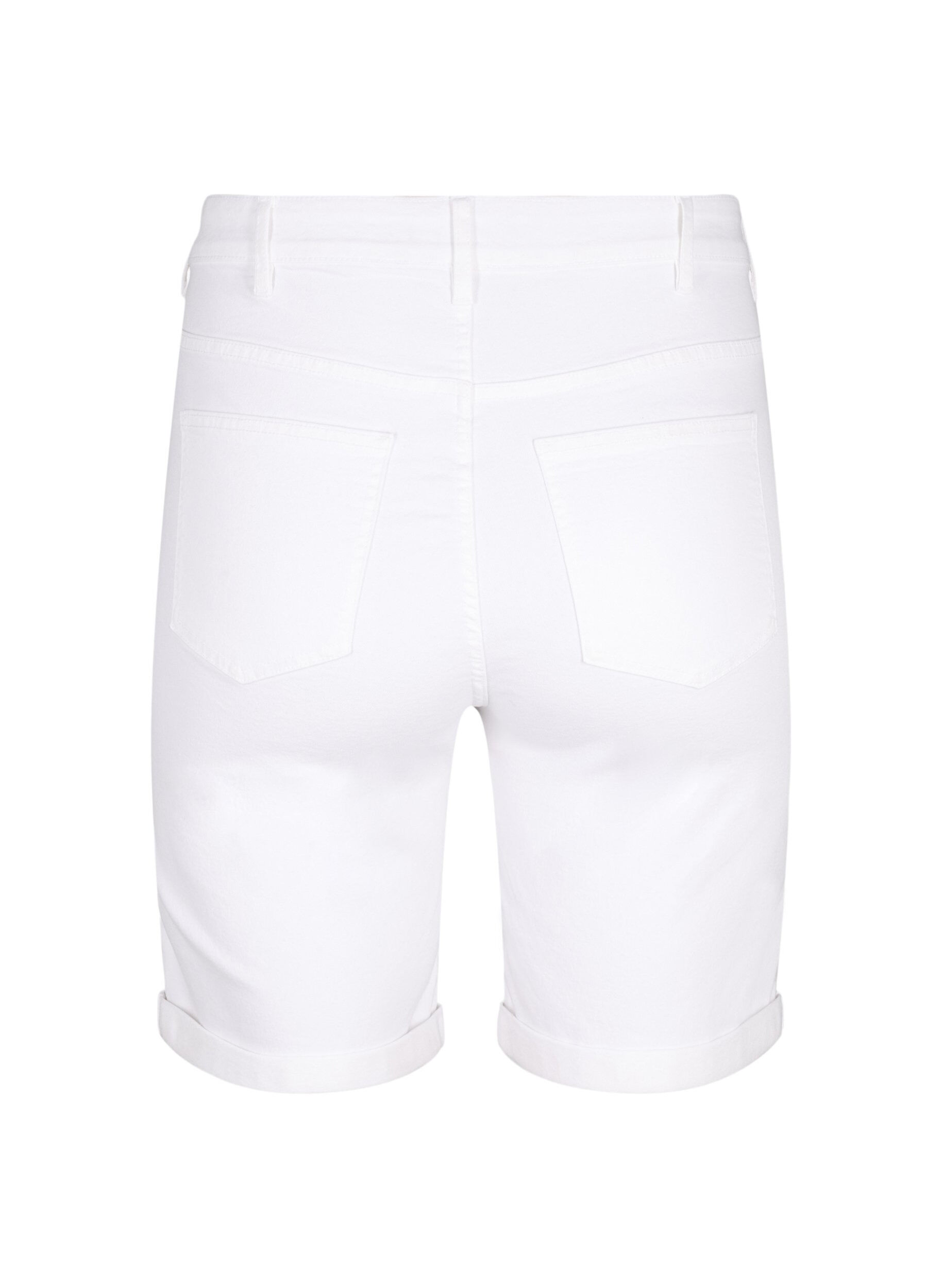 ZizziEng anliegende Denim-Shorts mit hoher Taille, Bright White, Packshot image number 1