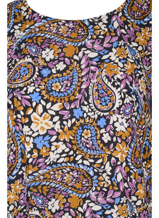 Kurzärmeliges Viskosekleid mit Blumendruck, Black G. Sky Paisley, Packshot image number 2
