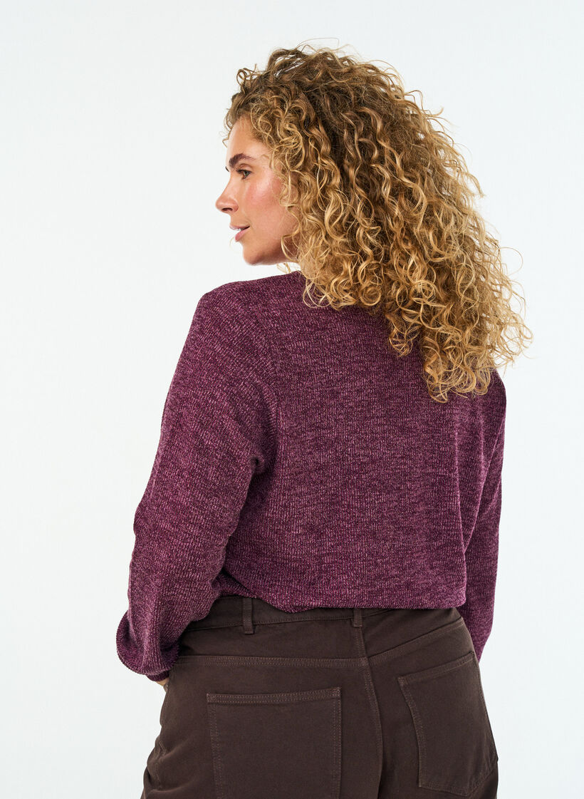 Bluse aus Jersey mit V-Ausschnitt und langen &Auml;rmeln, Dunkles Bordeaux, Model image number 2