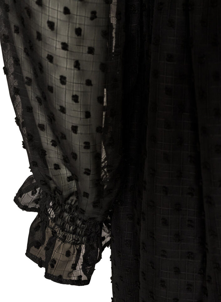 Kleid aus Chiffon mit Guipure-Spitze und Empire-Linie, Schwarz, Packshot image number 3