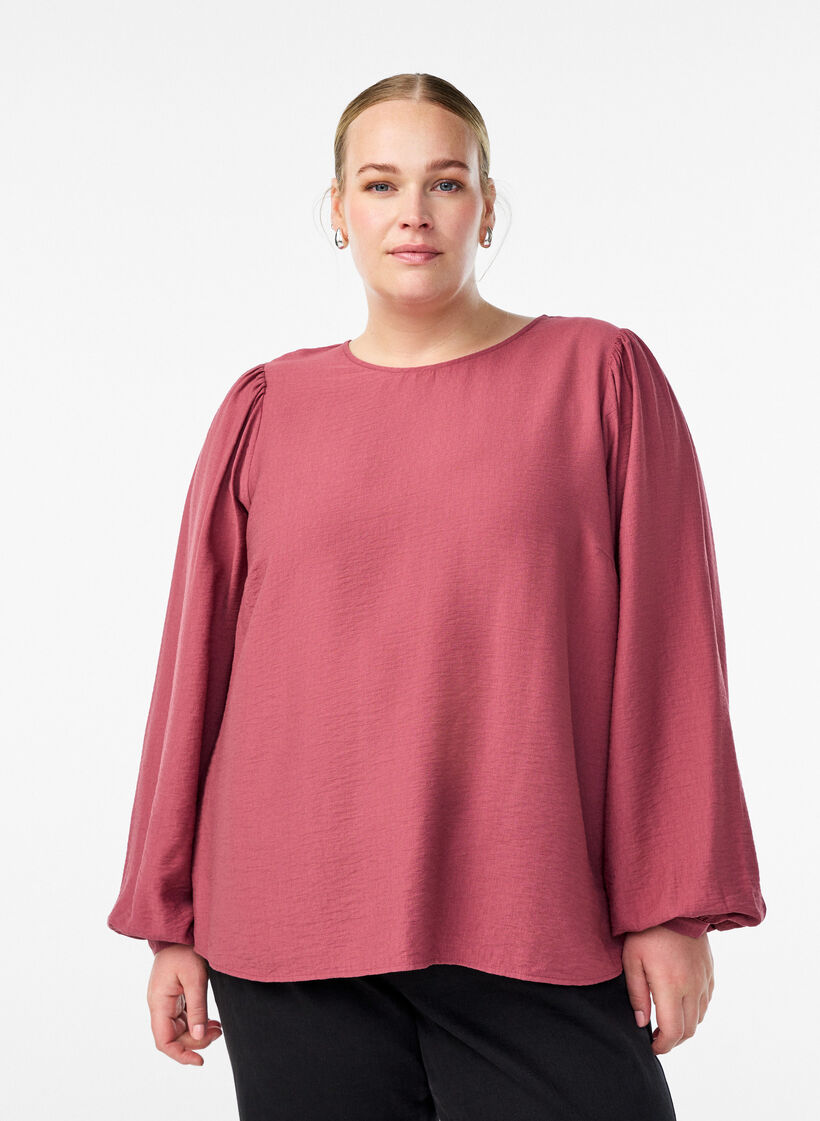 Langärmelige Viskosebluse, Rot, Model image number 0