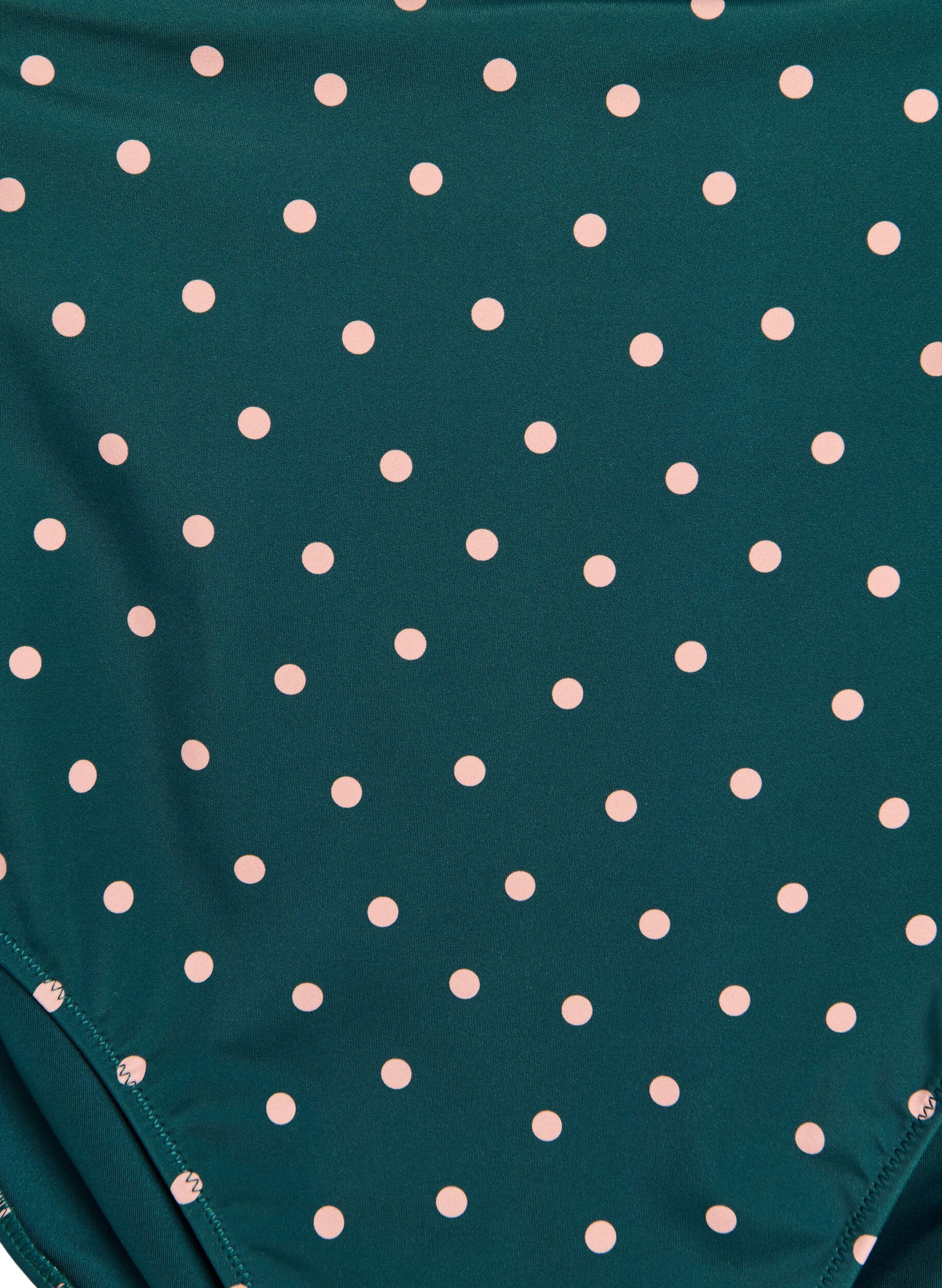 ZizziHoch taillierte Bikinihose mit Polka Dots., Gr&uuml;n, Packshot image number 2